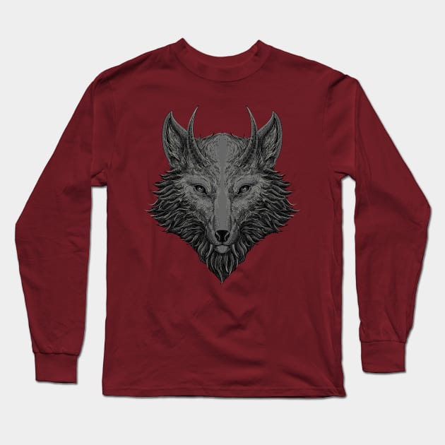 Head of wolf in dark grey Long Sleeve T-Shirt by Tonymidi Artworks Studio